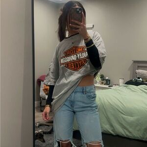 Harley-Davidson Gray and Orange Logo Tee